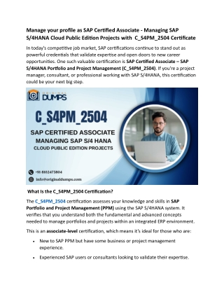 C_S4PM_2504 SAP Certified Associate