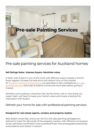 Pre-sale painting services