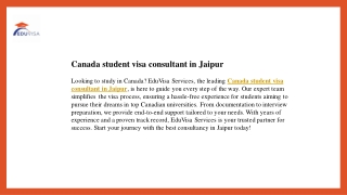Canada student visa consultant in Jaipur | Eduvisa Services