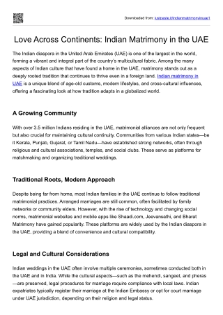 Love Across Continents: Indian Matrimony in the UAE