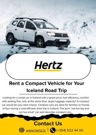 Convenient Compact Car Rental in Iceland by Hertz Iceland
