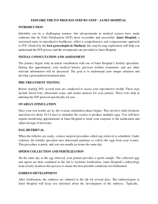 Best IVF Treatment in Madurai: Comprehensive Care and Success at Every Step