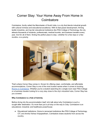 Service Apartments in Coimbatore Race Course – Green and Serene