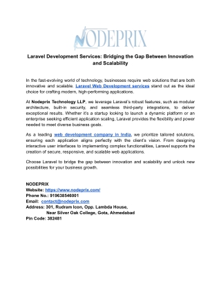 Laravel Development Services Bridging the Gap Between Innovation and Scalability