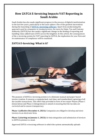 How ZATCA E-Invoicing Impacts VAT Reporting in Saudi Arabia