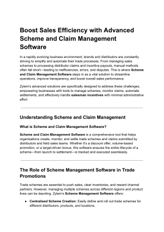 Boost Sales Efficiency with Advanced Scheme and Claim Management Software