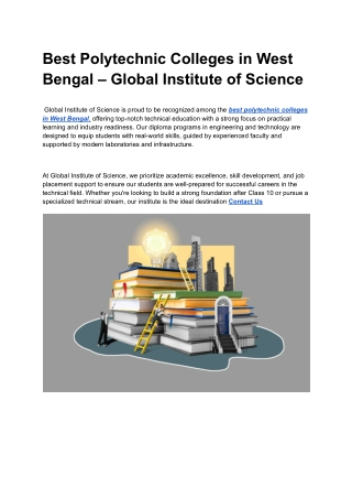 Best Polytechnic Colleges in West Bengal – Global Institute of Science