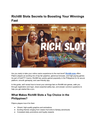 Rich88 Slots Secrets to Boosting Your Winnings Fast