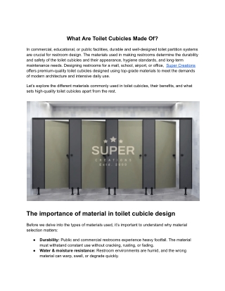 What Are Toilet Cubicles Made Of?