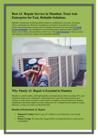 Best AC Repair Service in Mumbai