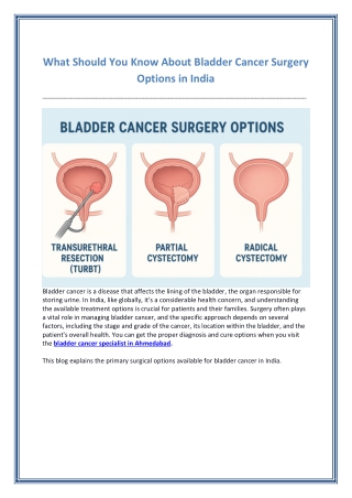 What Should You Know About Bladder Cancer Surgery Options in India