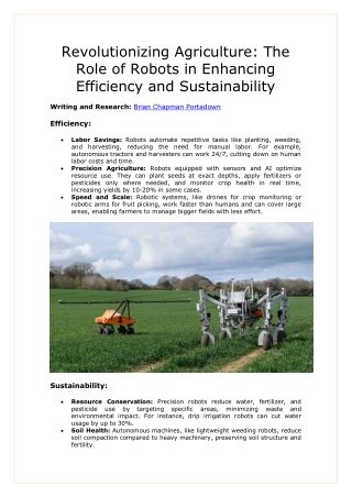 The Role of Robots in Enhancing Efficiency and Sustainability