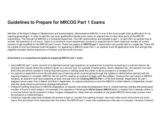 Guidelines to Prepare for MRCOG Part 1 Exams