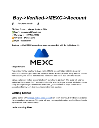 How To Buy, Verified Mexc Account Today_