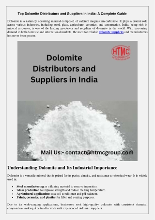 Top Dolomite Distributors and Suppliers in India A Complete Guide