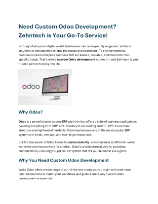 Need Custom Odoo Development? Zehntech is Your Go-To Service!