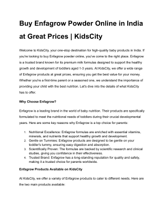 Buy Enfagrow Powder Online in India at Great Prices | KidsCity