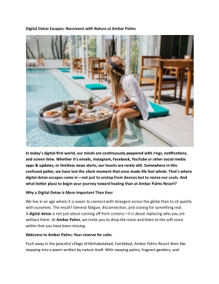 Digital Detox Escapes: Reconnect with Nature at Ambar Palms