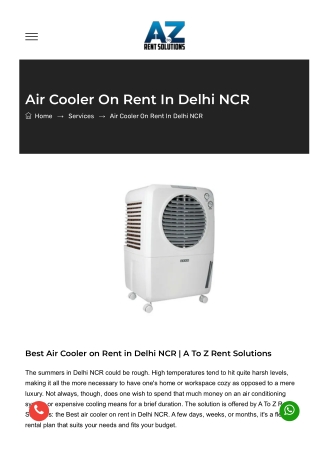 Best Air Cooler On Rent In Delhi NCR