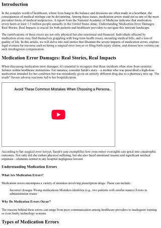 Medication Error Damages: Real Stories, Real Impacts