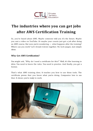 The industries where you can get jobs after AWS Certification Training