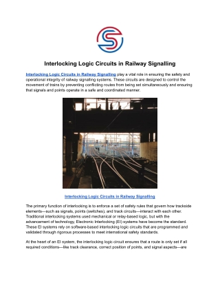 Interlocking Logic Circuits in Railway Signalling