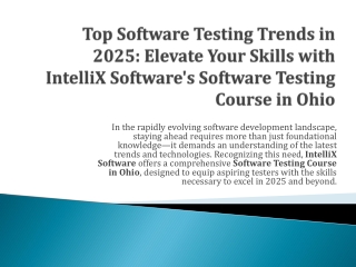 IntelliX Software: Leading Software Testing Course in Ohio for 2025