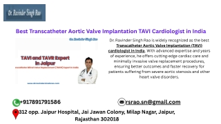 Best Transcatheter Aortic Valve Implantation TAVI Cardiologist in India