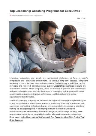Leadership Coaching Programs - Edusolve