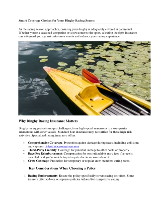 Smart Coverage Choices for Your Dinghy Racing Season