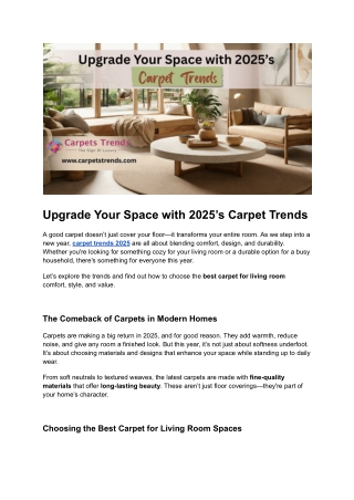 Upgrade Your Space with 2025’s Carpet Trends
