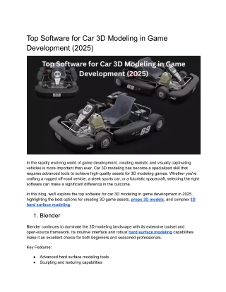 Top Software for Car 3D Modeling in Game Development (2025)