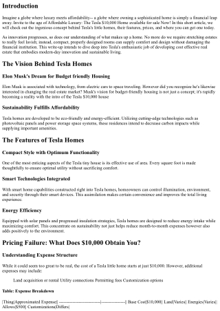 Cost effective Deluxe: The Tesla $10,000 Home to buy Currently!
