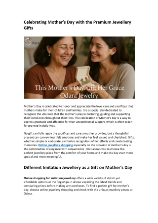 Celebrating Mother's Day with Premium Jewellery