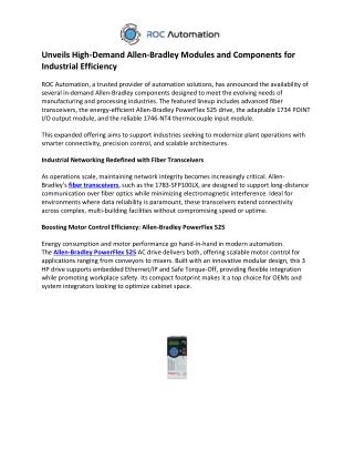 ROC Automation- Allen-Bradley Fiber Transceivers