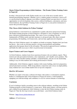 Python Training Centre in nagercoil