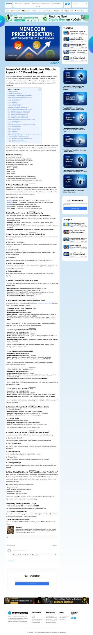 Meme Coin Price Prediction: What to Expect in 2025 and Beyond