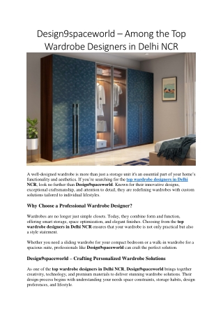 Top Wardrobe Designers in Delhi NCR
