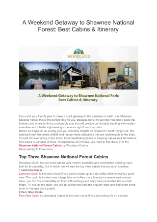 Weekend Getaway to Shawnee National Forest: Best Cabins & Itinerary