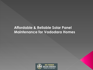 Affordable & Reliable Solar Panel Maintenance for Vadodara Homes