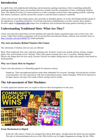 Celebrating Traditional Ports: The Classic Favorites of Gambling Establishments