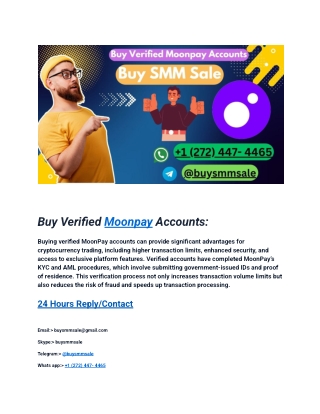 Quick and Trusted Way to Get Buying Verified Moonpay  Accounts Sal