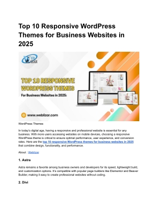 Top 10 Responsive WordPress Themes for Business Websites in 2025
