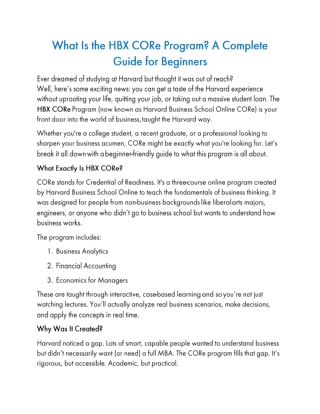 What Is the HBX CORe Program? A Complete Guide for Beginners