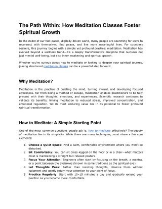 The Path Within_ How Meditation Classes Foster Spiritual Growth
