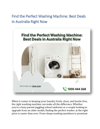 Find the Perfect Washing Machine: Best Deals in Australia Right Now