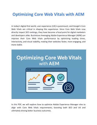 Optimizing Core Web Vitals with AEM