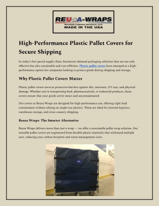 High-Performance Plastic Pallet Covers for Secure Shipping