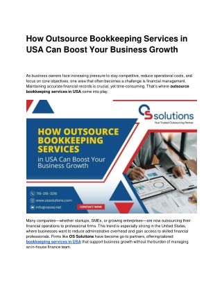 How Outsource Bookkeeping Services in USA Can Boost Your Business Growth