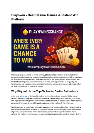 Playnwin - Best Casino Games & Instant Win Platform